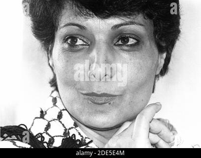 LEILA KHALED, ancienne guérilla militante, membre du Conseil national palestinien, membre du PFLP (Front populaire pour la libération de la Palestine). Leila Khaled est devenue célèbre par des hijackings d'avion en 1969 et 1970. Photographié en mai 1988 à Tripolis, en Libye. Banque D'Images