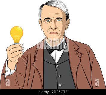 Thomas Alva Edison était un inventeur américain et un homme d'affaires qui A été décrit comme le plus grand inventeur de l'Amérique Illustration de Vecteur