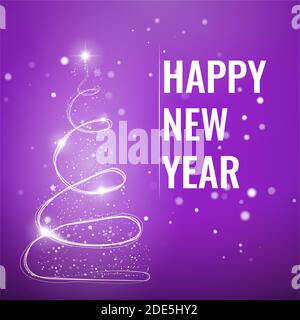 Sapin de Noël brillant sur fond magnifique. Particules dans l'air. Joyeux Noël et Bonne Année. Noël et nouvel an. Hiver Illustration de Vecteur