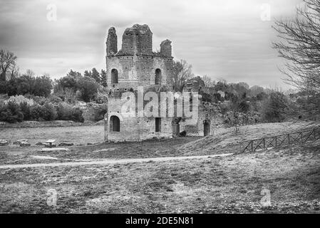 Partie des ruines du Cirque de Maxentius à Rome, Italie Banque D'Images