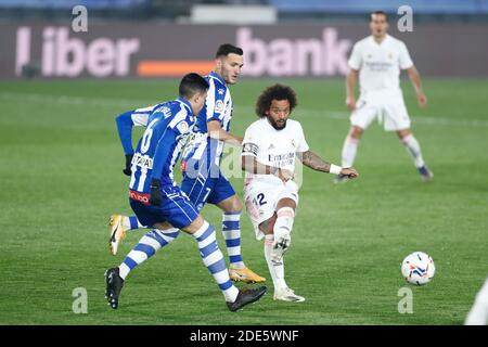 Marcelo Vieira du Real Madrid et Rodrigo Battaglia des Alaves Pendant le championnat d'Espagne la Liga football match entre Re / LM Banque D'Images