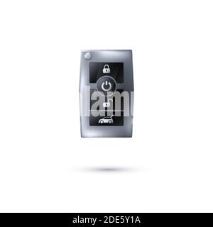 La clé des voitures métalliques modernes et réalistes. Touche sans fil avec boutons de commande. Vecteur Illustration de Vecteur