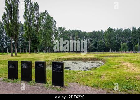 Auschwitz, Pologne - 30 juillet 2018 : fosse commune au camp de concentration d'Auschwitz Birkenau, Pologne Banque D'Images