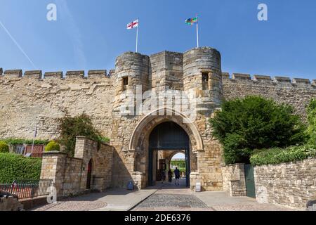 Portes d'entrée du château de Lincoln, Lincolnshire, Royaume-Uni. Banque D'Images