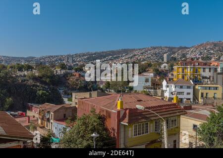 Vue de la colline de la ville Concepcion à la ville de Valparaiso, Chili Banque D'Images