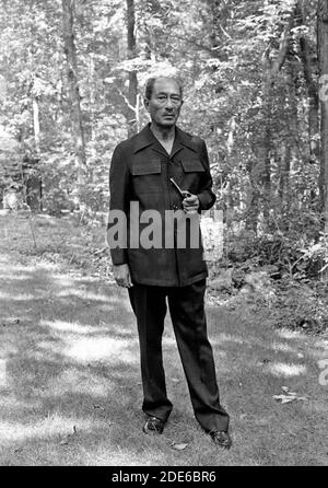 Anwar Sadat pose à Camp David ca. 09/09/1978 Banque D'Images