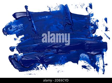 Pinceau à huile isolé dessiné à la main avec illustration vectorielle esp 10 de couleur bleu profond sale. Modèle pour votre texte en haut. Illustration de Vecteur