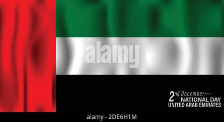 Illustration vectorielle de la journée nationale des Émirats arabes Unis le 2 décembre. Drapeau ondulant. Résumé Illustration de Vecteur