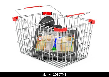 Panier avec appareil de navigation GPS, rendu 3D isolé sur fond blanc Banque D'Images