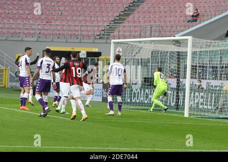 Milan Team score but pendant le championnat italien Serie UN match de football entre AC Milan et AC Fiorentina le 29 novembre 2020 au stade San Siro à Milan, Italie - photo Morgese-Rossini / DPPI / LM Banque D'Images