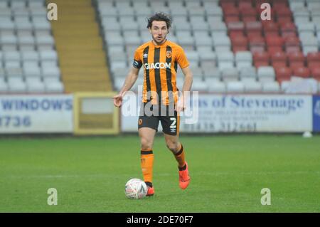 Stevenage, Royaume-Uni. 29 novembre 2020. Hull cita Lewie Coyle lors du match de la coupe FA entre Stevenage et Hull City au stade Lamex, Stevenage, le dimanche 29 novembre 2020. (Credit: Ben Pooley | MI News) Credit: MI News & Sport /Alay Live News Banque D'Images