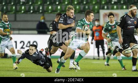 Trévise, Italie. 29 novembre 2020. Treviso, Italie, Stadio Monigo di Trévise, 29 nov 2020, 29/11/2020; Foto Alfio Guappen; Guinness Pro14; Stadio Monigo Trévise; Benetton vs Dragons; pendant Benetton Trévise vs Dragons Rugby - Rugby Guinness Pro 14 Match - Credit: LM/Alfio Guappen ligne/PS/Alfio Guappen ligne Banque D'Images