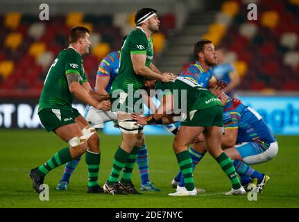 BRENTFORD, ANGLETERRE - NOVEMBRE 29 : L-R Agustin Creevy de London Irish et Matt Rogerson de London Irish pendant Gallagher Premier mandat entre London Irish et Leicester Tigers au Brentford Community Stadium, Brentford, Royaume-Uni le 29 novembre 2020 crédit : action Foto Sport/Alay Live News Banque D'Images