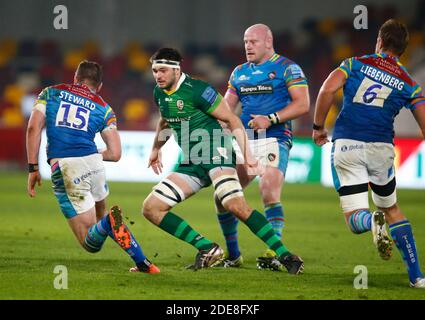 BRENTFORD, ANGLETERRE - NOVEMBRE 29 : L-R Matt Rogerson de Londres Irish et Dan Cole de Leicester Tigersduring Gallagher Premier mandat entre London Irish et Leicester Tigers au Brentford Community Stadium, Brentford, Royaume-Uni le 29 novembre 2020 Credit: Action Foto Sport/Alay Live News Banque D'Images