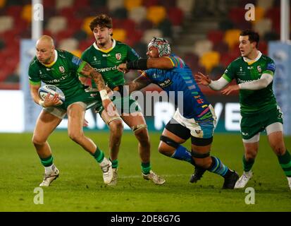 BRENTFORD, ANGLETERRE - NOVEMBRE 29 : Billy Meakes, de London Irish, pendant Gallagher Premiership entre London Irish et Leicester Tigers au Brentford Community Stadium , Brentford, Royaume-Uni, le 29 novembre 2020 Banque D'Images