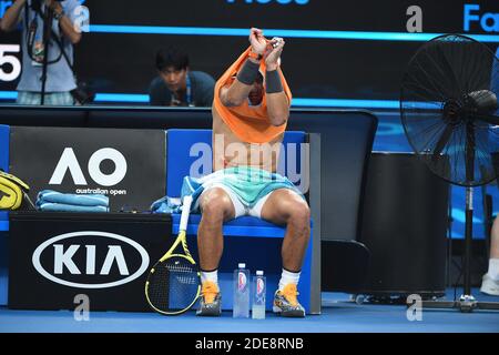 Rafael Nadal d'Espagne lors de son match semi final masculin contre Stefanos Tsitsipas de Grèce pendant le jour 11 de l'Open d'Australie 2019 à Melbourne Park le 24 janvier 2019 à Melbourne, en Australie. Photo de Corine Dubreuil/ABACAPRESS.COM Banque D'Images