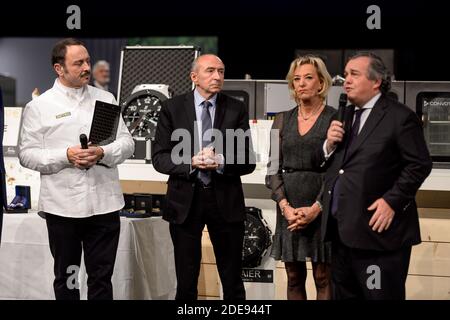 Vincent Ferniot, Maire de Lyon Gerard Collomb, Directrice générale de Sirha Marie Odile Fondeur, PDG de GL Events Olivier Ginon présent à la Bocuse d ou 2019 finale avant Sirha 2019 à Lyon, France, le 30 janvier 2019. Photo de Julien Reynaud/APS-Medias/ABACAPRESS.COM Banque D'Images