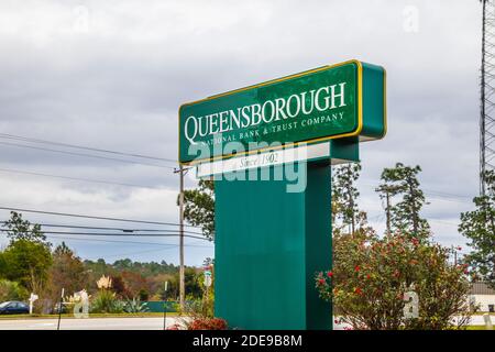 Augusta, GA USA - 11 29 20 : panneau de rue Queensborough Bank Banque D'Images