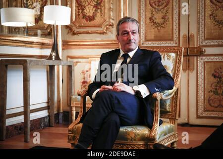 Philippe Vigier, chef du groupe parlementaire libertés et Territoires, rencontre avec le président français à l'Assemblée nationale, à l'Elysée à Paris le 6 février 2019. Photo de Hamilton/pool/ABACAPRESS.COM Banque D'Images