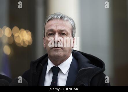 Philippe Vigier, président du groupe parlementaire libertés et Territoires à l'Assemblée nationale française, quitte l'Elysée à Paris le 6 février 2019, après une rencontre avec le président français. Photo par Eliot Blondt/ABACAPRESS.COM Banque D'Images