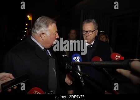 Le Président du Sénat, Gérard Larcher, et le Président de l'Assemblée nationale, Richard Ferrand, lors d'une cérémonie au Mémorial de la Shoah, à Paris, en France, le 19 février 2019. Photo de Henri Szwarc/ABACAPRESS.COM Banque D'Images