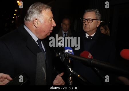 Le Président du Sénat, Gérard Larcher, et le Président de l'Assemblée nationale, Richard Ferrand, lors d'une cérémonie au Mémorial de la Shoah, à Paris, en France, le 19 février 2019. Photo de Henri Szwarc/ABACAPRESS.COM Banque D'Images