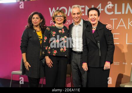 De gauche à droite, représentant du maire de San Francisco, VI Lyles, maire de Charlotte, Rahm Emmanuel, maire de Chicago et Clover Moore, maire de Sydney, lors de l'événement climat femmes 4 tenu à Paris par la C40, Paris, France, 21 février 2019. Photo de Daniel Derajinski/ABACAPRESS.COM Banque D'Images