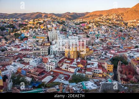 Vue sur la ville de Guanajuato, État de Guanajuato, Mexique Banque D'Images