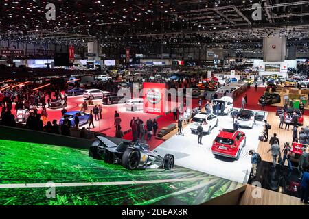 Atmosphère pendant le 89e salon international de l'automobile de Genève qui s'est tenu au Centre de congrès de Palexpo à Genève, en Suisse, le 05 mars 2019. Photo de Loona/ABACAPRESS.COM Banque D'Images
