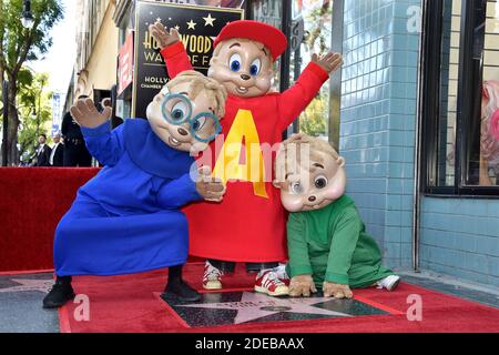 Alvin et les Chipmunks célèbrent leur 60e anniversaire avec une étoile sur le Hollywood Walk of Fame le 14 mars 2019 à Los Angeles, Californie, États-Unis. Photo de Lionel Hahn/ABACAPRESS.COM Banque D'Images