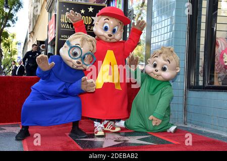 Alvin et les Chipmunks célèbrent leur 60e anniversaire avec une étoile sur le Hollywood Walk of Fame le 14 mars 2019 à Los Angeles, Californie, États-Unis. Photo de Lionel Hahn/ABACAPRESS.COM Banque D'Images