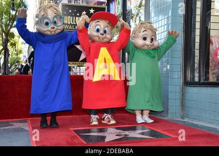 Alvin et les Chipmunks célèbrent leur 60e anniversaire avec une étoile sur le Hollywood Walk of Fame le 14 mars 2019 à Los Angeles, Californie, États-Unis. Photo de Lionel Hahn/ABACAPRESS.COM Banque D'Images