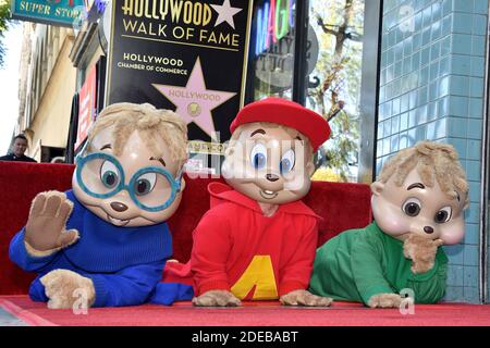 Alvin et les Chipmunks célèbrent leur 60e anniversaire avec une étoile sur le Hollywood Walk of Fame le 14 mars 2019 à Los Angeles, Californie, États-Unis. Photo de Lionel Hahn/ABACAPRESS.COM Banque D'Images