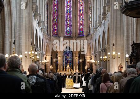 Messe pour les repos de l'Ame pour le Comte de Paris, Prince Henri d'Orléans, cité par Chanaine Gilles Annequin à l'église Saint Germain l'Auxerrois le 23 mars 2910 à Paris, France. Comte de Paris, le prince Henri d'Orléans est mort à 85 ans le 21 janvier 2019. Photo de David Niviere/ABACAPRESS.COM Banque D'Images