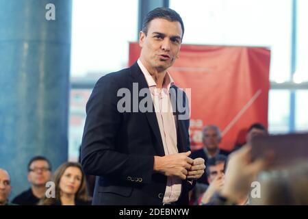 Corogne-Espagne. Portraits de Pedro Sánchez, président du gouvernement, lors d'un rassemblement de son parti politique PSOE dans LA Corogne le 22 mars 2018 Banque D'Images