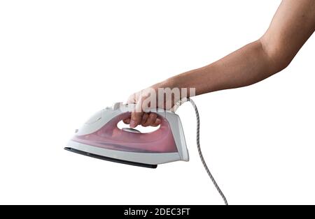 Fer électrique à main, isolé sur fond blanc avec chemin de découpe. Banque D'Images