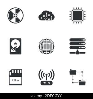 Illustration vectorielle sur la technologie informatique et l'échange de données. Arrière-plan blanc Illustration de Vecteur