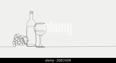 Une bouteille de vin et une icône de verre Illustration de Vecteur