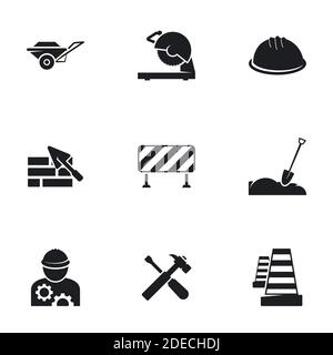 Icônes pour les travaux de construction à thème. Arrière-plan blanc Illustration de Vecteur