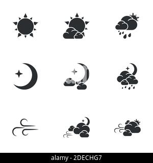 Icônes de thème météo. Arrière-plan blanc Illustration de Vecteur