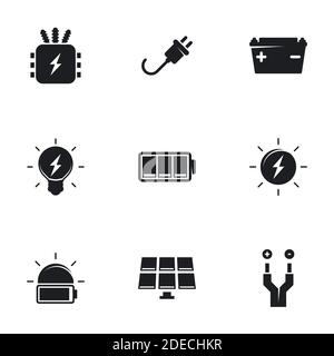 Icônes pour thème Electricité. Arrière-plan blanc Illustration de Vecteur