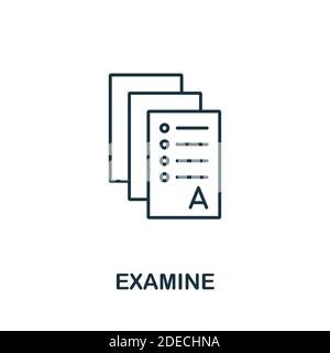 Icône examiner. Elément de style de ligne de la collection d'audit. Icône d'examen mince pour les modèles, les infographies et plus encore Illustration de Vecteur