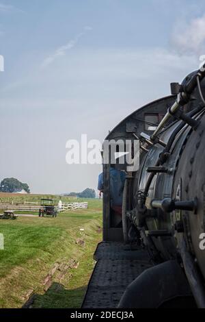 Vieille locomotive à vapeur à Strasburg PA Banque D'Images