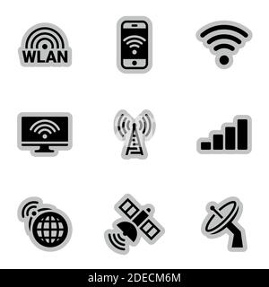 Icônes pour thème réseau sans fil, vecteur, icône, définir. Arrière-plan blanc Illustration de Vecteur