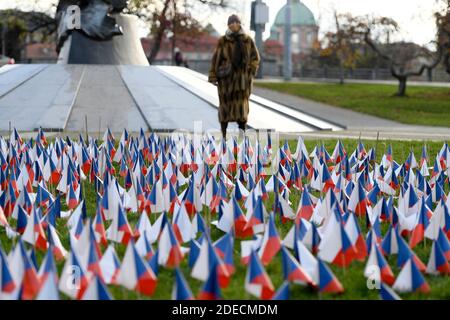 Prague, République tchèque. 29 novembre 2020. Un lieu symbolique de révérence pour les victimes de la maladie COVID-19 a été créé à Klarov, Prague, République Tchèque, photographié le 29 novembre 2020. Crédit : Ondrej Deml/CTK photo/Alay Live News Banque D'Images