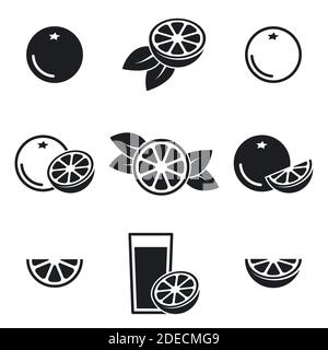 Collection d'agrumes, d'orange, de pamplemousse. Vecteur, icônes, définir Illustration de Vecteur