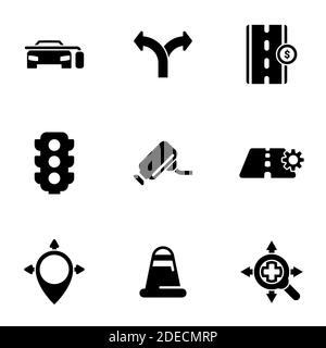 Ensemble d'icônes simples sur un thème route, trafic, voiture, vecteur, set. Arrière-plan blanc Illustration de Vecteur