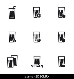 collection de boissons alimentaires saines, baies, fruits, légumes. Ensemble de vecteurs Illustration de Vecteur