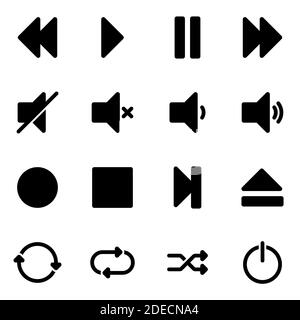 Ensemble d'icônes simples sur un thème lecteur multimédia, vecteur, ensemble. Arrière-plan blanc Illustration de Vecteur