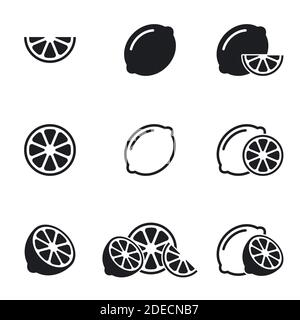 Citron, jeu d'icônes de chaux, vecteur Illustration de Vecteur